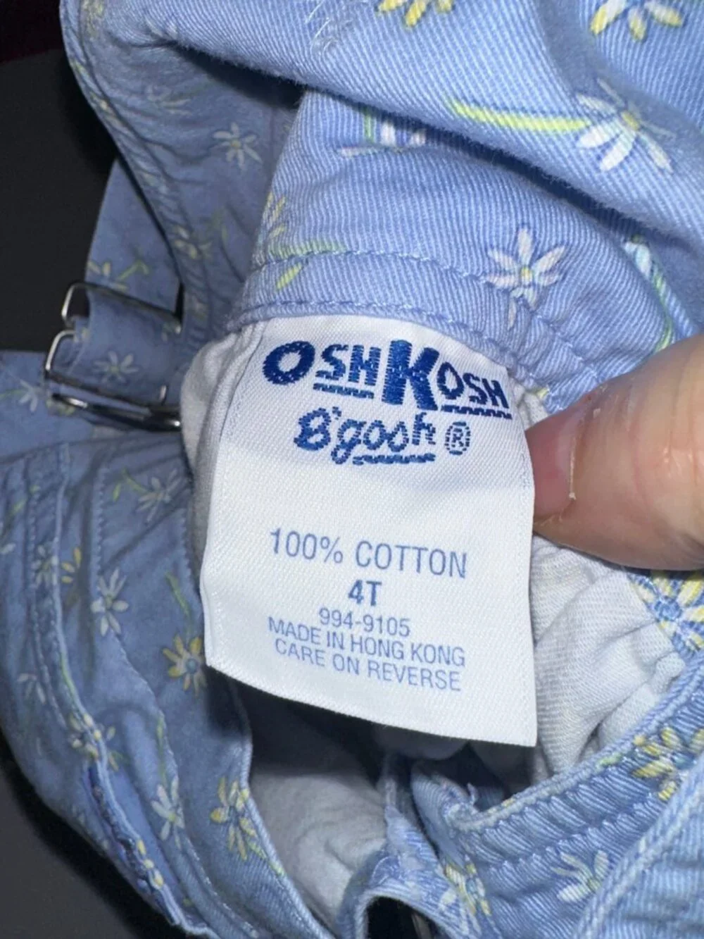 Vintage OshKosh Light Blue Daisy Print Skirtall Jumper Overalls Dress 6/9 mo